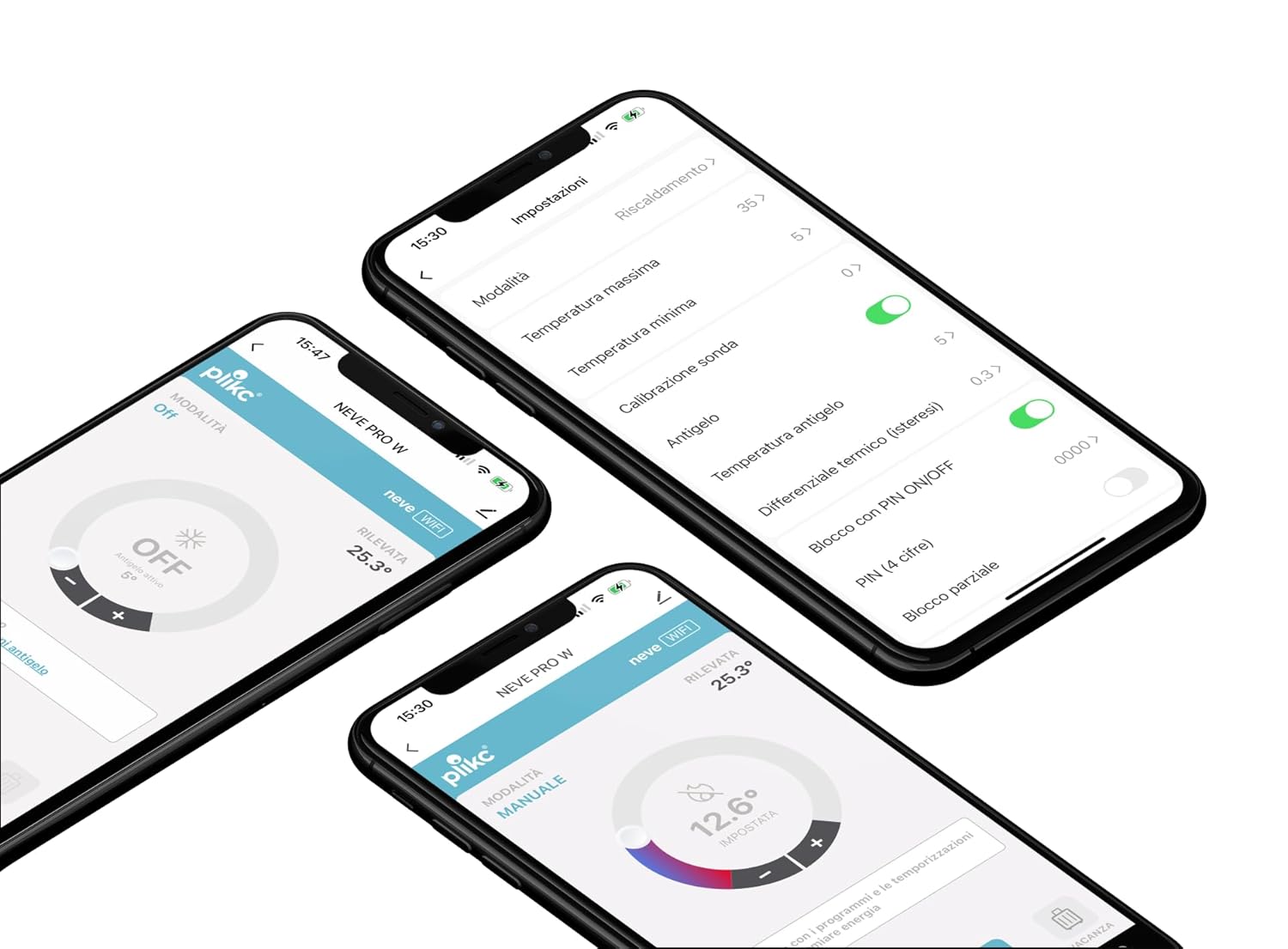 plikc NEVE PRO RFW Digitales WiFi Dualband Chronothermostat, kompatibel mit Alexa & Google Assistant, Programmierbar, 2 AA Batterien, Frostschutz, WLAN 2,4/5 GHz