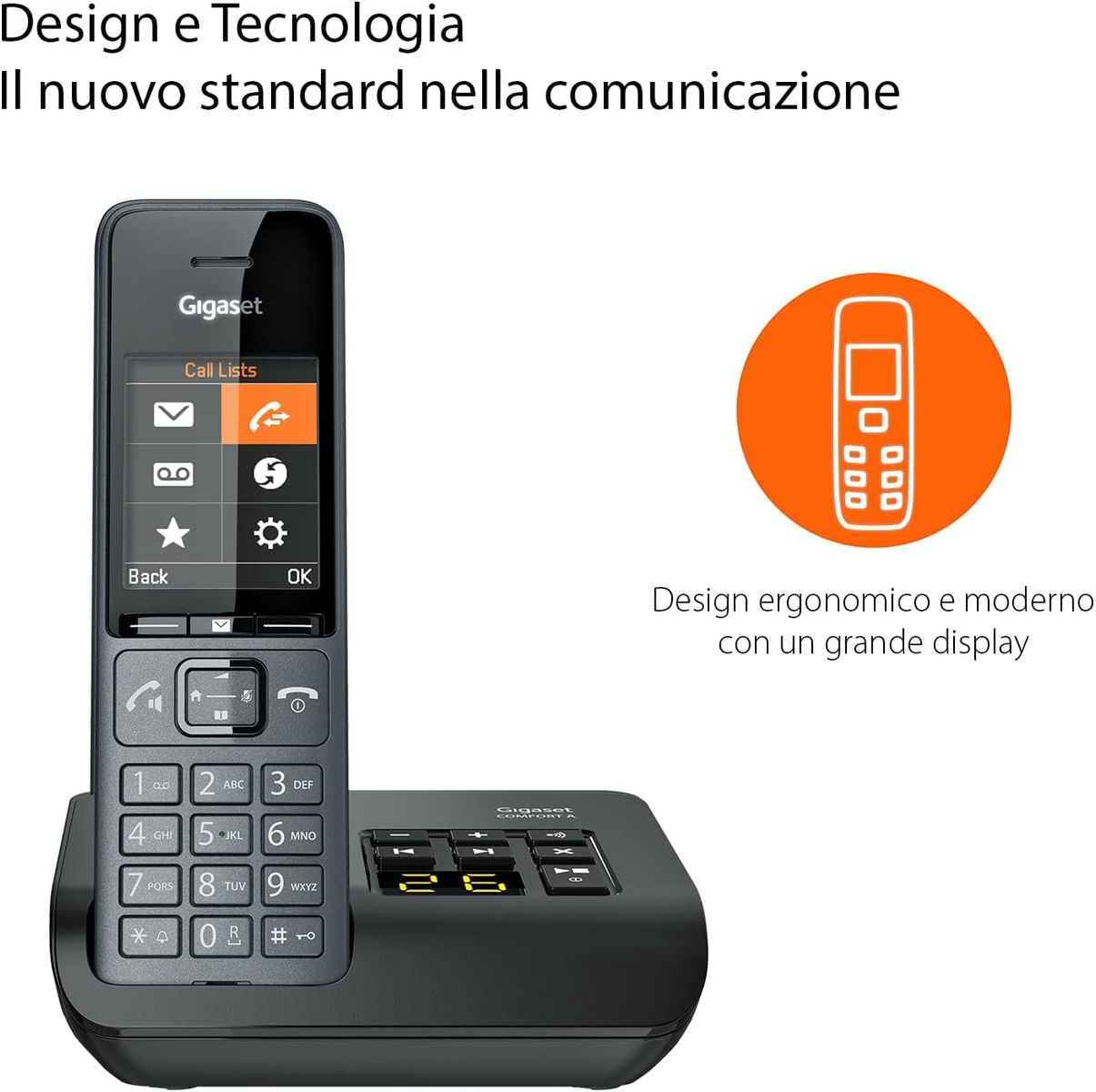 Gigaset Comfort 520A Trio – 3 schnurlose Handys mit Telefonsekretariat, Audio mit Freisprechfunktion – Anrufschutz – Adressbuch mit 200 Kontakten, schwarz, 5,2 x 2,6 x 16,1 cm; 116 Gramm