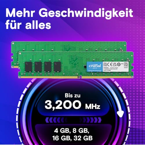 Crucial CT8G4DFRA32A 8 GB (1 x 8 GB) DDR4 3200 MHz CL22 1.2 V Arbeitsspeicher für PC & Server