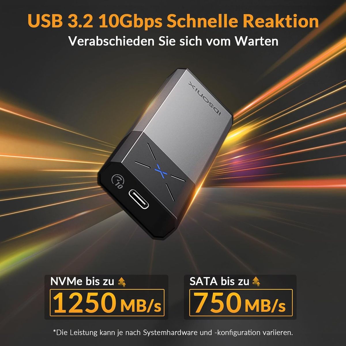 iDsonix M.2 [NVMe & SATA] SSD Gehäuse Adapter [Werkzeugfrei][Aluminium], NVMe zu USB 3.2 Gen 2 10Gbps, M.2 zu USB A&C Unterstützt M-Key/B+M Key, mit UASP Trim für 2230/2242/2260/2280 SSD Gris