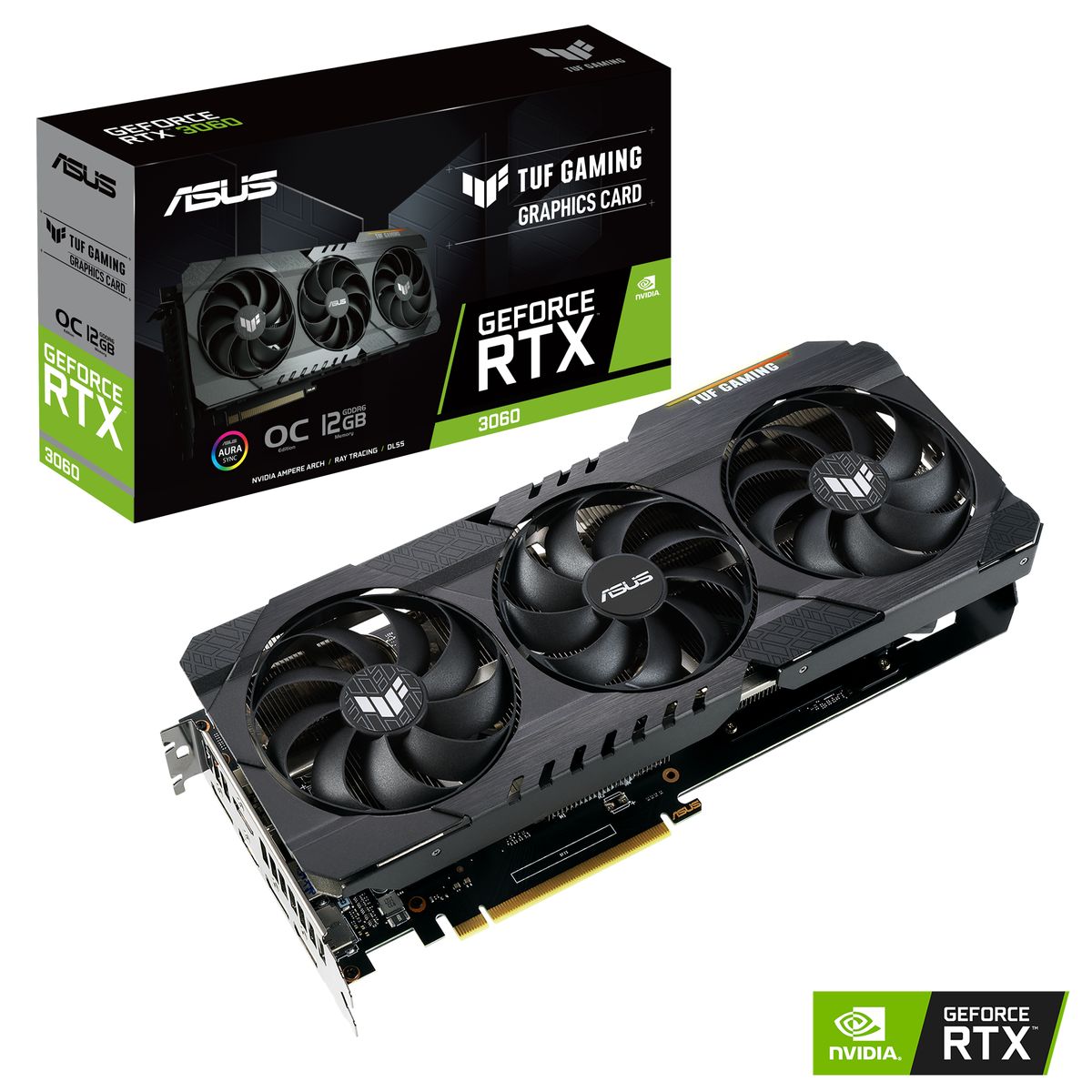 ASUS TUF Gaming TUF-RTX3060-O12G-V2-GAMING Grafikkarte NVIDIA GeForce RTX 3060 12 GB GDDR6, PCIe 4.0, HDMI 2.1, 3×DisplayPort, 2×HDMI, 8-pin, 2,7-Slot
