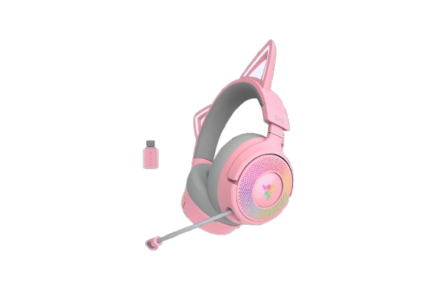 Razer Kraken Kitty V3 Pro Quartz Gaming Headset, Verkabelt & Kabellos, USB Typ-A, Bluetooth 5.3, Boom-Mikrofon, Rose