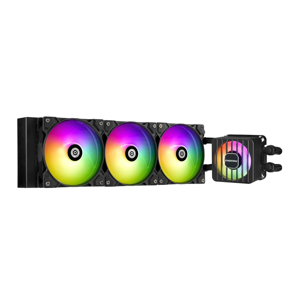 Enermax ELC-LMF360-ARGB LIQMAXFLO AIO Flüssigkeitskühlung 360 mm ARGB Schwarz, 3x120 mm Silent Flow Lüfter, PWM-Pumpe, 38 mm Radiator, kompatibel mit LGA1700/AM5