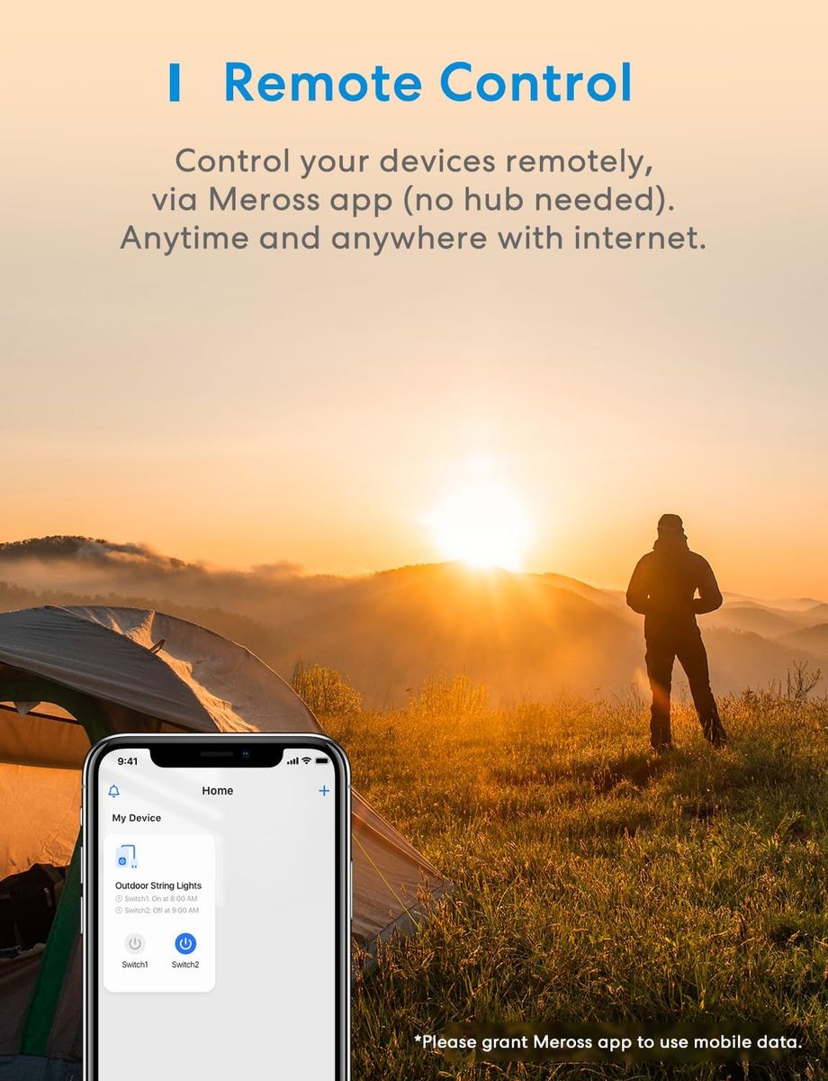 Meross WLAN Outdoor Steckdose funktioniert mit Apple HomeKit, Smart Außensteckdose Wasserdicht IP44, WiFi Garten Doppelsteckdose, kompatibel mit Siri, Alexa, Google Assistant, nur 2,4 GHz 10 A Outdoor Steckdose