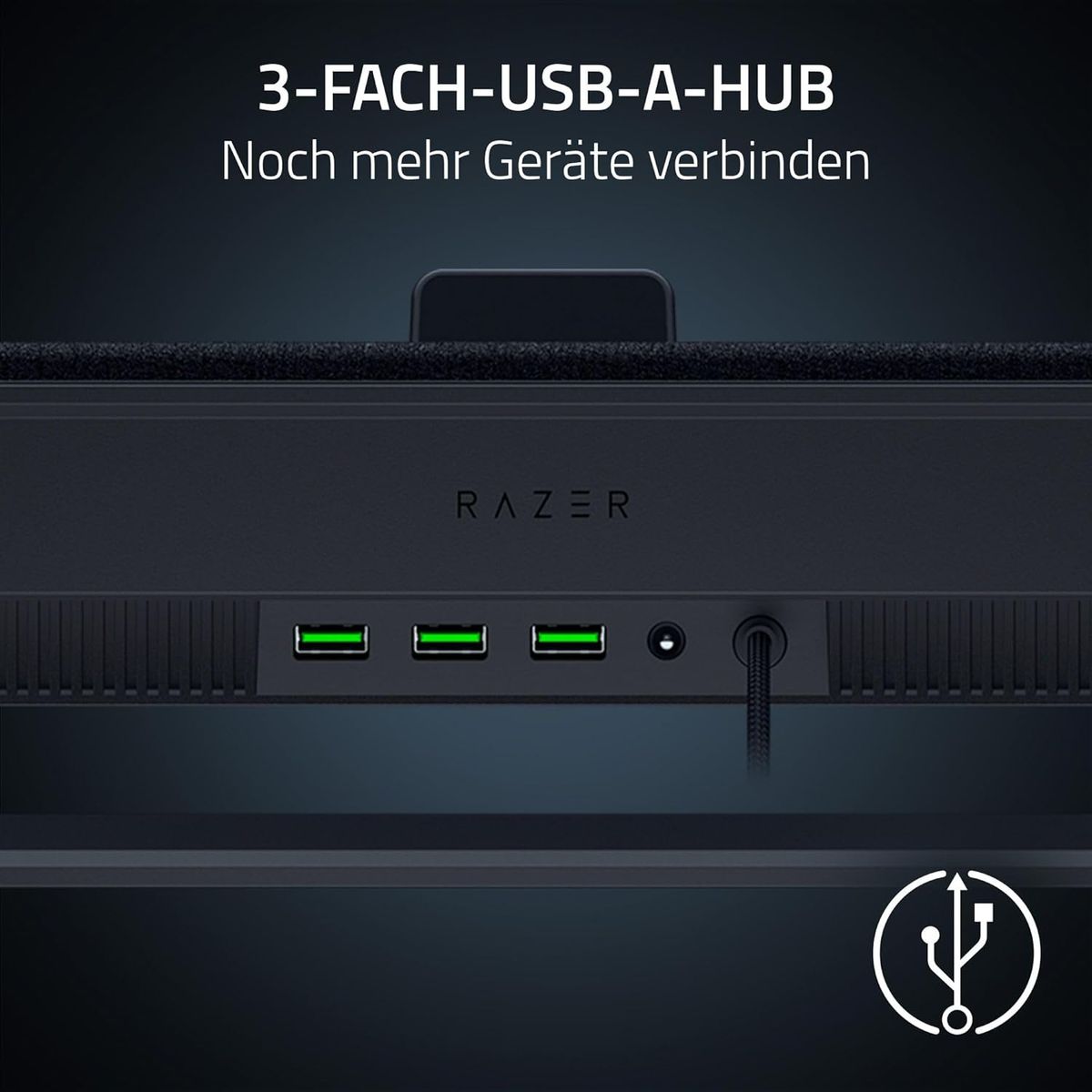 Razer Laptop Cooling Pad - Smart Cooling Laptop-Ständer für 14" bis 18" Zoll Laptops - luftdichte Druckkammer (benutzerdefinierte Lüfterkurven, 3-Port USB-A Hub, Multifunktionstasten) Schwarz