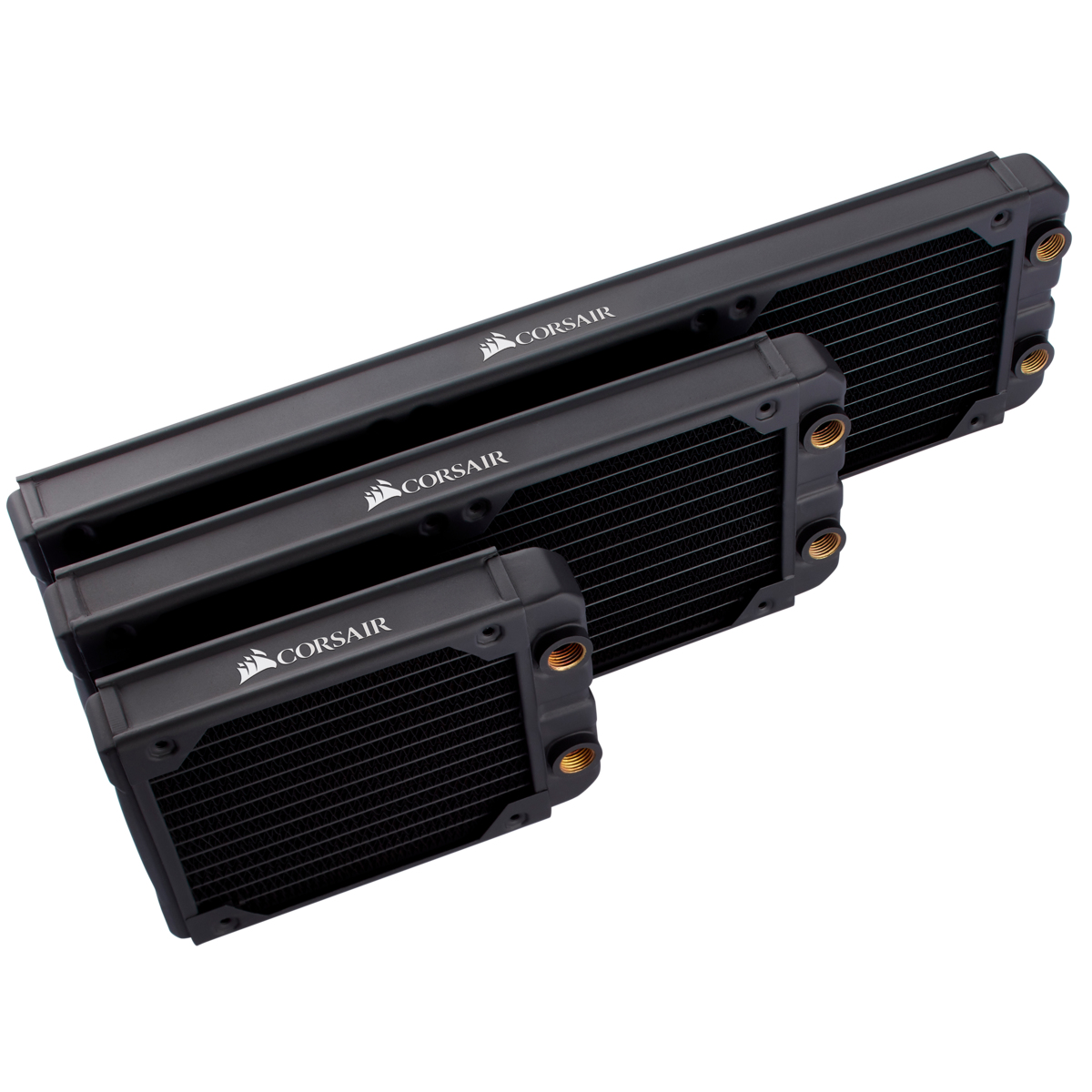 Corsair CX-9030001-WW Radiator-Block für Wasserkühlung, Messing & Kupfer, 1/4" Anschluss, Schwarz, 160 x 30 x 120 mm