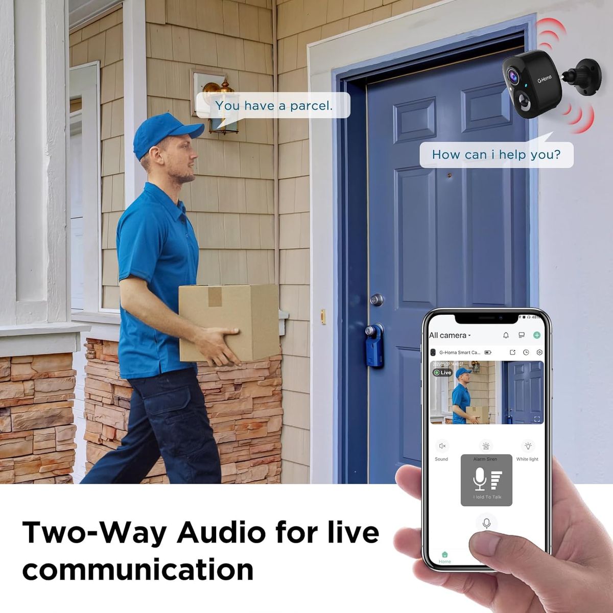 G-Homa Überwachungskamera Aussen Akku, Kabellose Überwachungskamera außen/innen