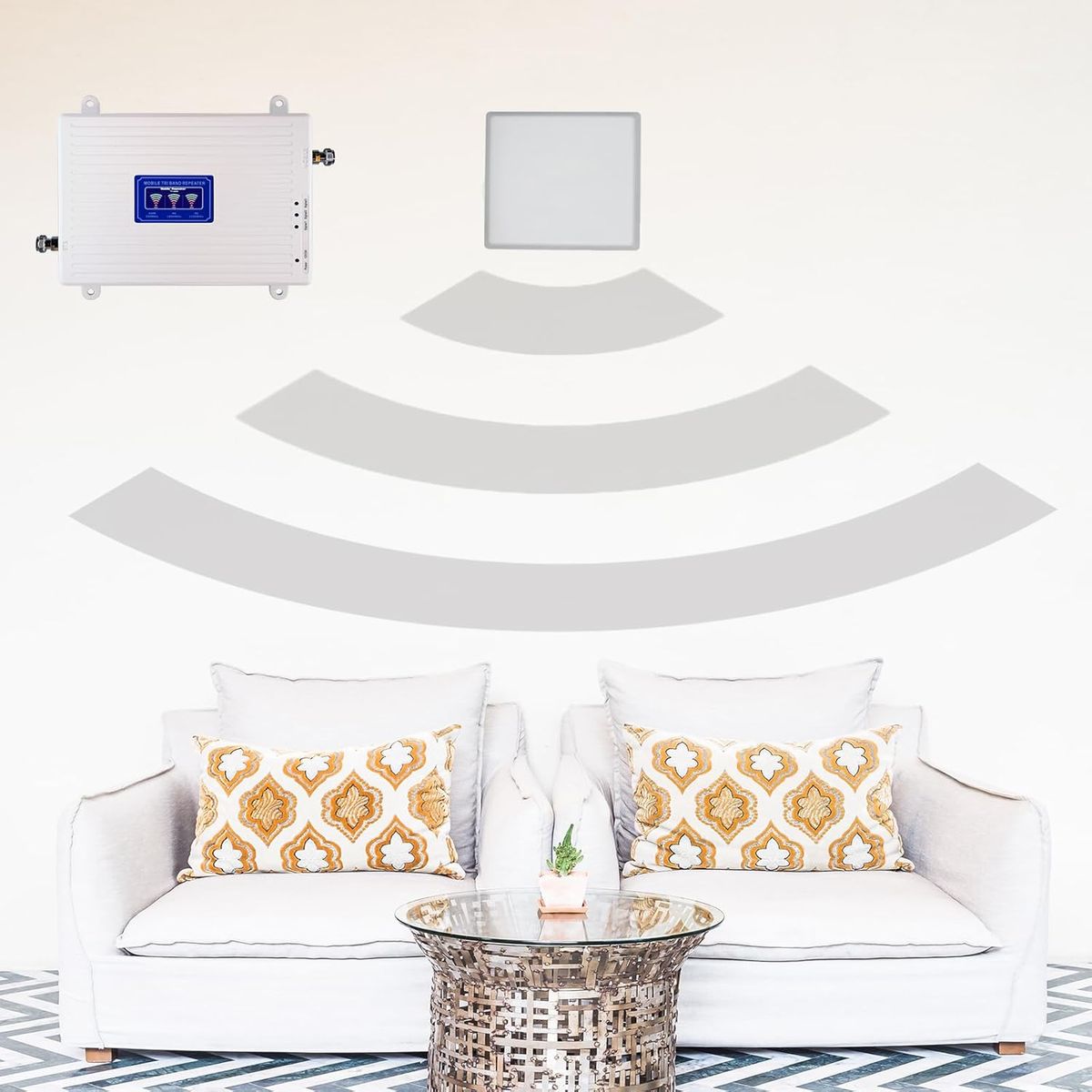 ayissmoye Band1/3/8-900/1800/2100mhz Triband GSM Repeater 900/1800/2100 MHz 4G LTE 3G 2G Innenverstärker 200 m EU-Stecker