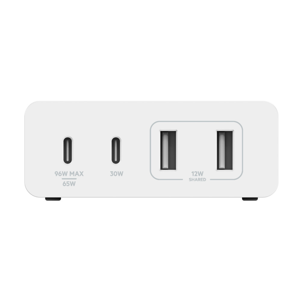 Belkin 108-W-GaN-USB-Ladestation für mehrere Geräte, schnelles Ladegerät mit 2x USB-C und USB-A, Dock/Hub für MacBook, Pro, Air, iPhone, Max, mini, iPad Pro, Air, und andere Geräte