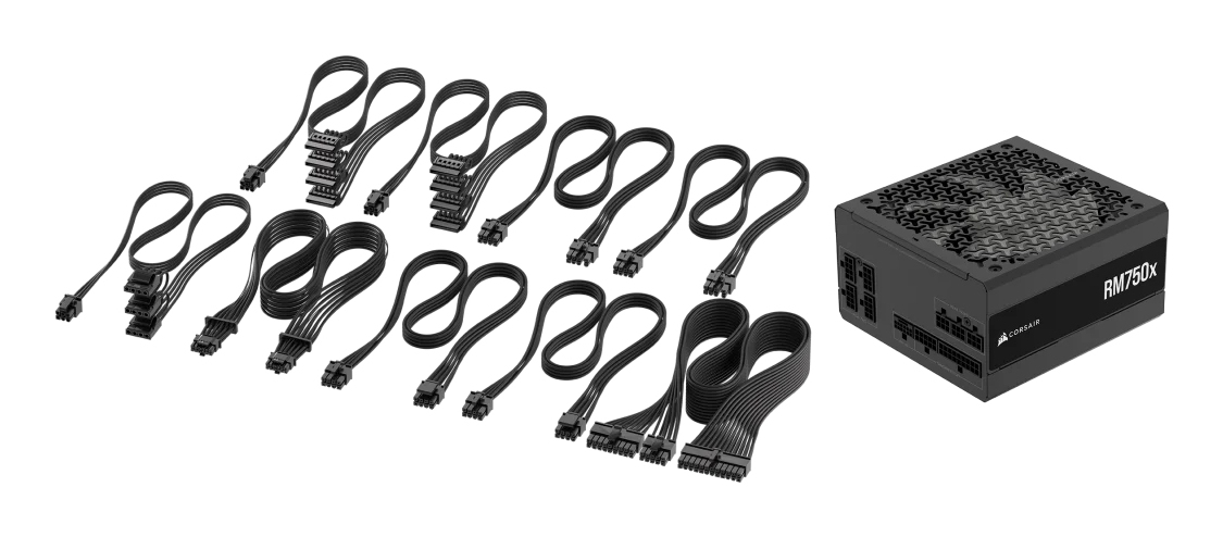 Corsair RMx RM750x Netzteil 750 W, ATX, Voll modular, 24-pin ATX, 80 PLUS Gold, 14 cm Lüfter, Schwarz, EU