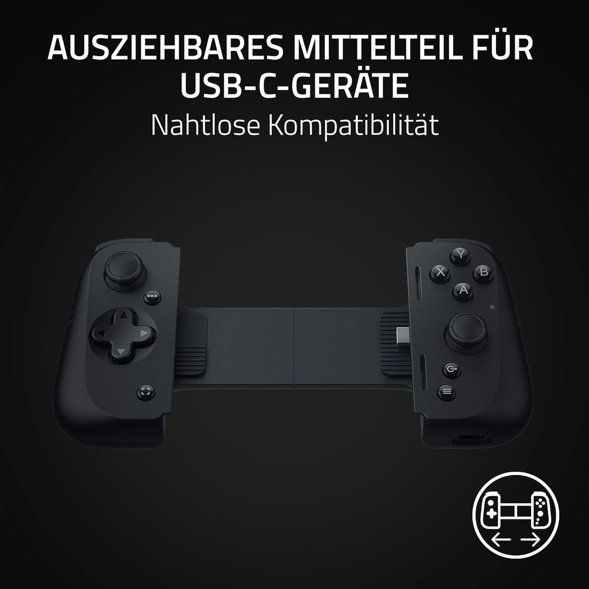 Razer Kishi V2 - USB-C Mobile Gaming Controller für iPhone und Android (Mecha-Taktile Action-Tasten, D-Pad, Analogsticks, 3,5mm Audioanschluss, Low-Latency, RGB) Schwarz