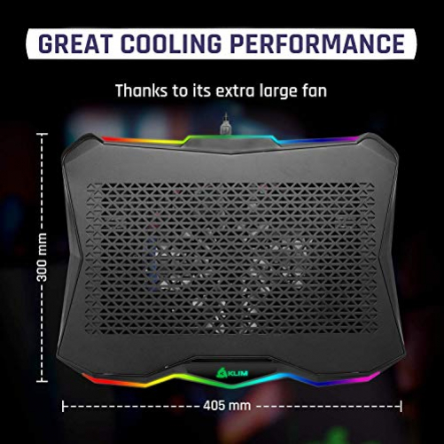 KLIM Rainbow + Laptop-Kühler mit RGB-Beleuchtung + 11" - 17" + Spiele-Laptop-Kühler für den Schreibtisch + USB Lüfter + stabile und robuste Aluminiumkonstruktion + Kompatibel mit Mac & PS4 + NEU 2020