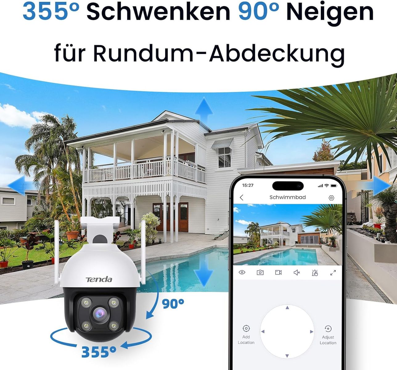 Tenda Überwachungskamera Aussen WLAN 2K+, Fahrzeug-/Personen-/Bewegungserkennung, WLAN Kamera Outdoor 4MP mit Nachtsicht in Farbe, 2-Wege Audio, Ton- und Lichtalarm, APP/Web-Steuerung, CH7 CH7| 2K+