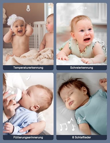 WOLFANG WB03 Video-Babyphone mit Kamera 5 Zoll, 1080P HD, Schwenk-Neige 360°/90°, Infrarot-Nachtsicht, 2-Wege-Audio, 2350 mAh Akku 20 Std., Temperatur- & Schreierkennung, kein WLAN, ca. 300 m Reichweite