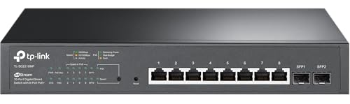 TP-Link Omada TL-SG2210MP(UN) V5.0 Managed L2/L2+ Switch, 8x Gigabit PoE+ 150W, 2x SFP, 1U Rack, Schwarz