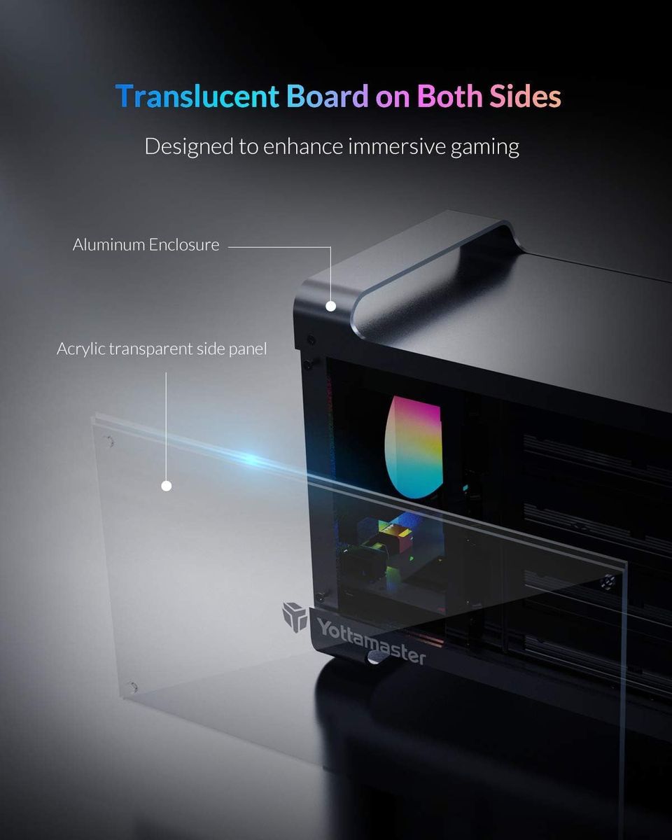 Yottamaster DF4RU3 4-Bay externes HDD-Gehäuse, RAID 0/1/3/5/10/JBOD/PM, USB 3.0, 4x 3,5/2,5 Zoll HDD/SSD, 80 mm leiser RGB-Lüfter, bis 72 TB