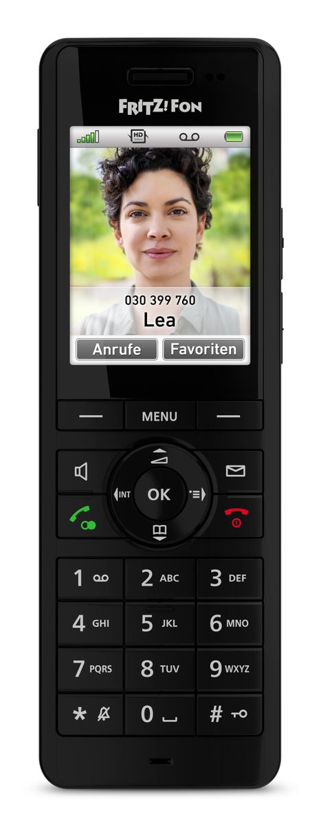 AVM FRITZ!Fon X6 DECT-Telefon Schnurloses Mobilteil, Anrufbeantworter, 2,4" Farbdisplay, Schwarz