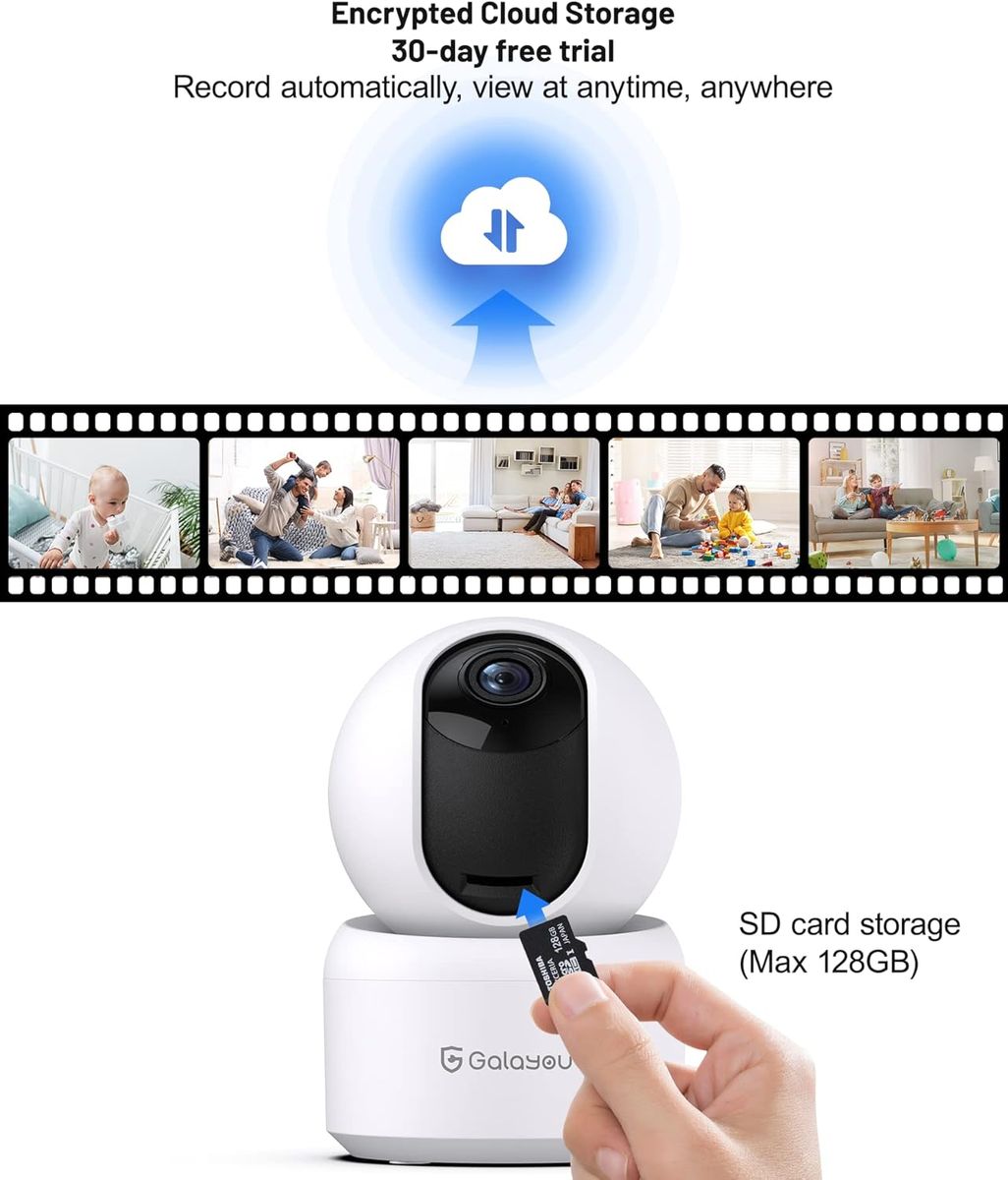 GALAYOU 2K Überwachungskamera innen, WLAN IP Kamera überwachung Indoor WiFi Camera,360°Hundekamera Zwei-Wege-Audio, Babyphone mit Kamera,funktioniert mit Alexa&Google Home G2-2P Weiß 2 Stück (1er Pack)