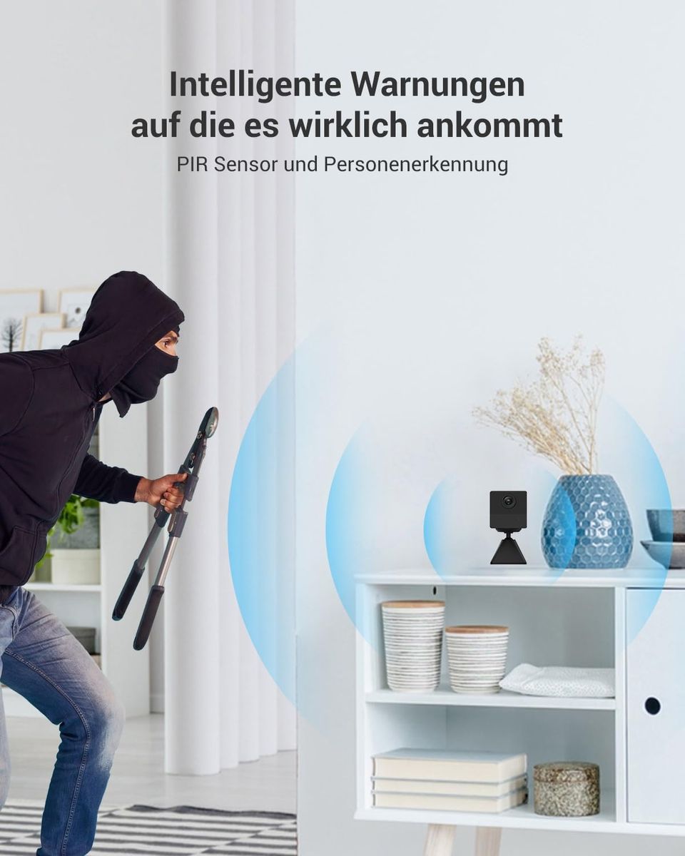 EZVIZ BC2 1080p WLAN Innen-Überwachungskamera, PIR-Bewegungserkennung, Infrarot-Nachtsicht, Zwei-Wege-Audio, Batteriebetrieben, Magnetbasis, Alexa-kompatibel