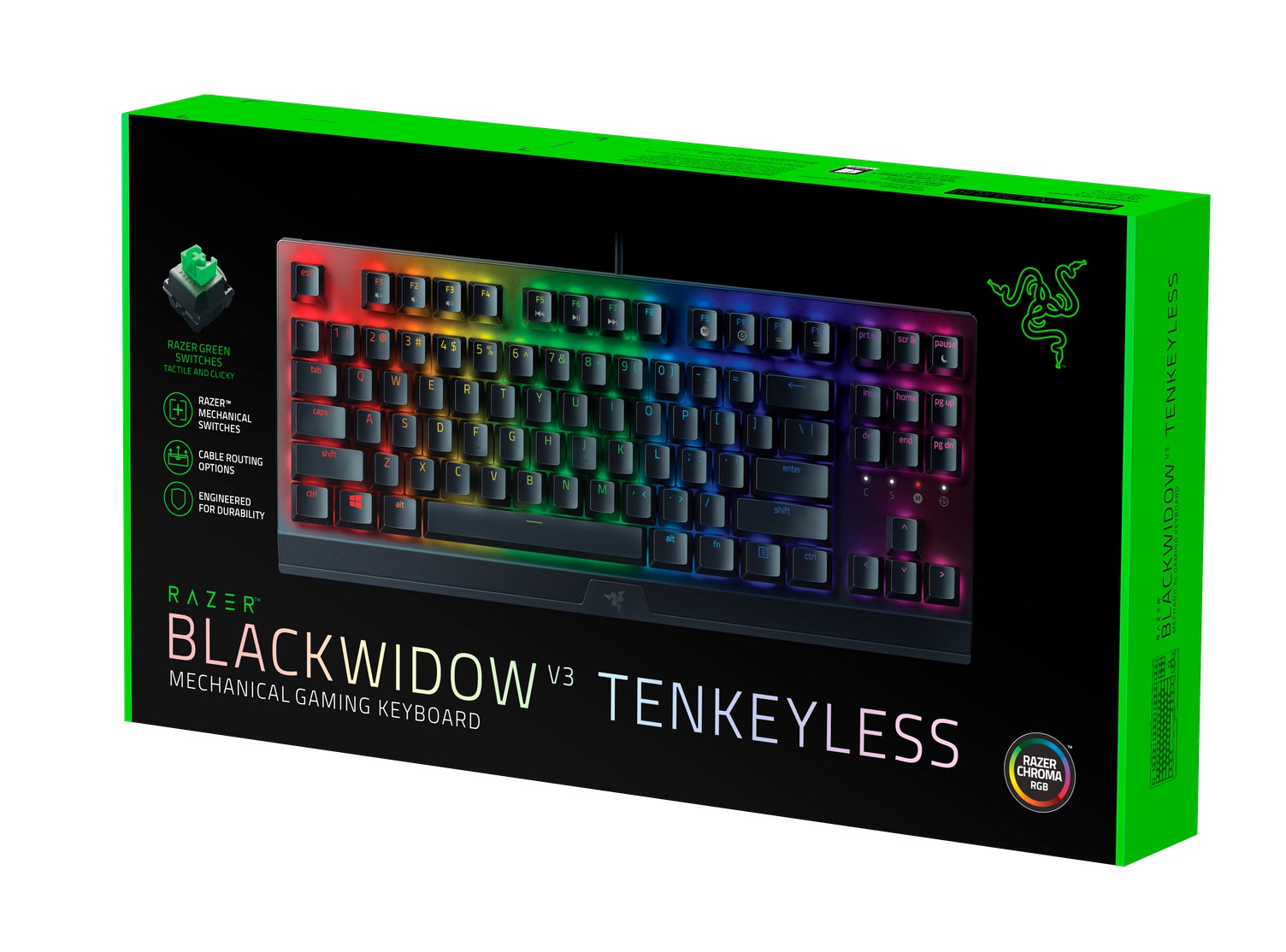 Razer BlackWidow V3 TKL Gaming Keyboard Green Switches Chroma RGB ESP Layout - QWERTY