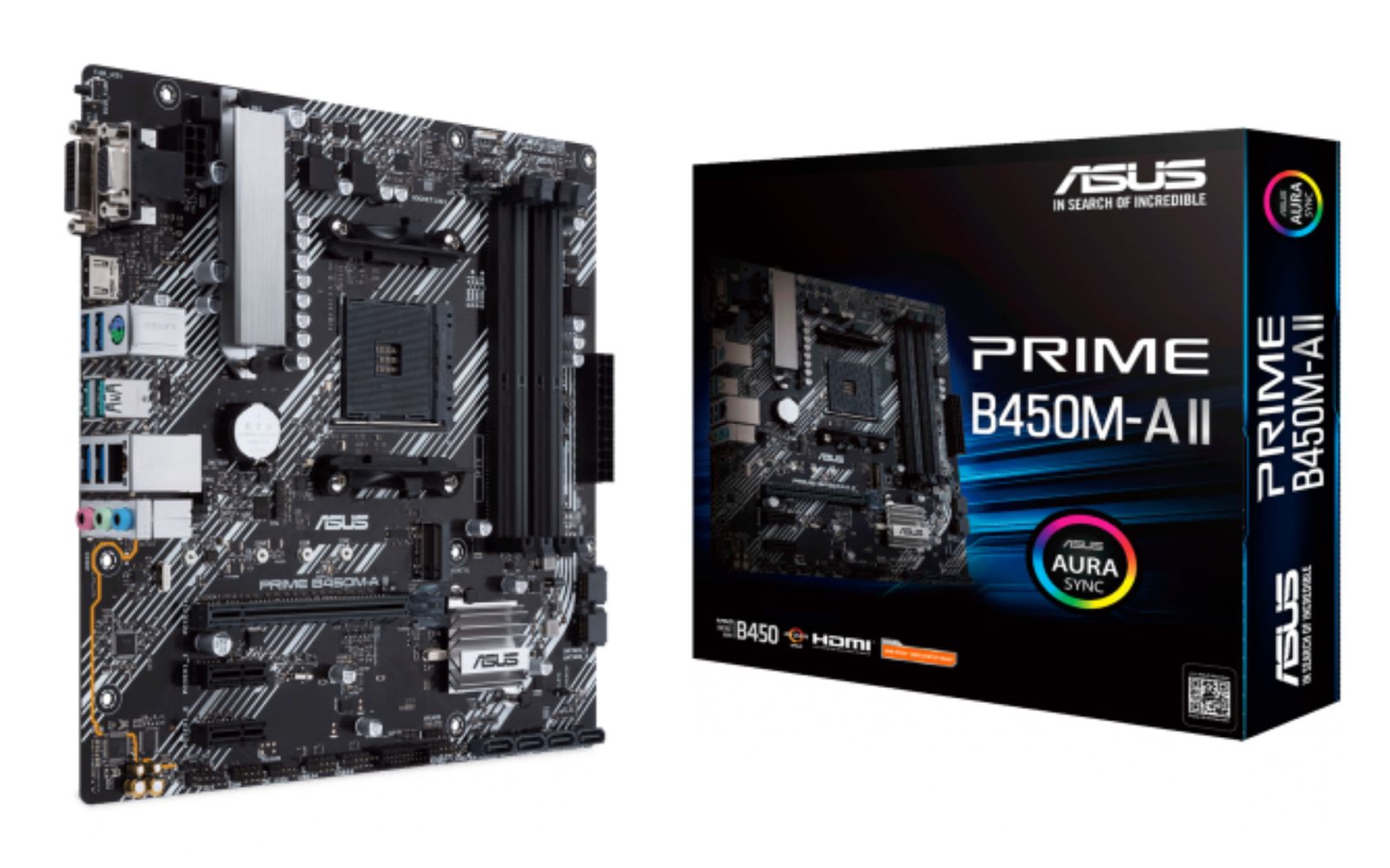ASUS PRIME B450M-A II Mainboard, AMD B450, Sockel AM4, micro ATX, DDR4, 4x DIMM, 128 GB, SATA III, M.2, HDMI 2.0b, Realtek Gigabit LAN