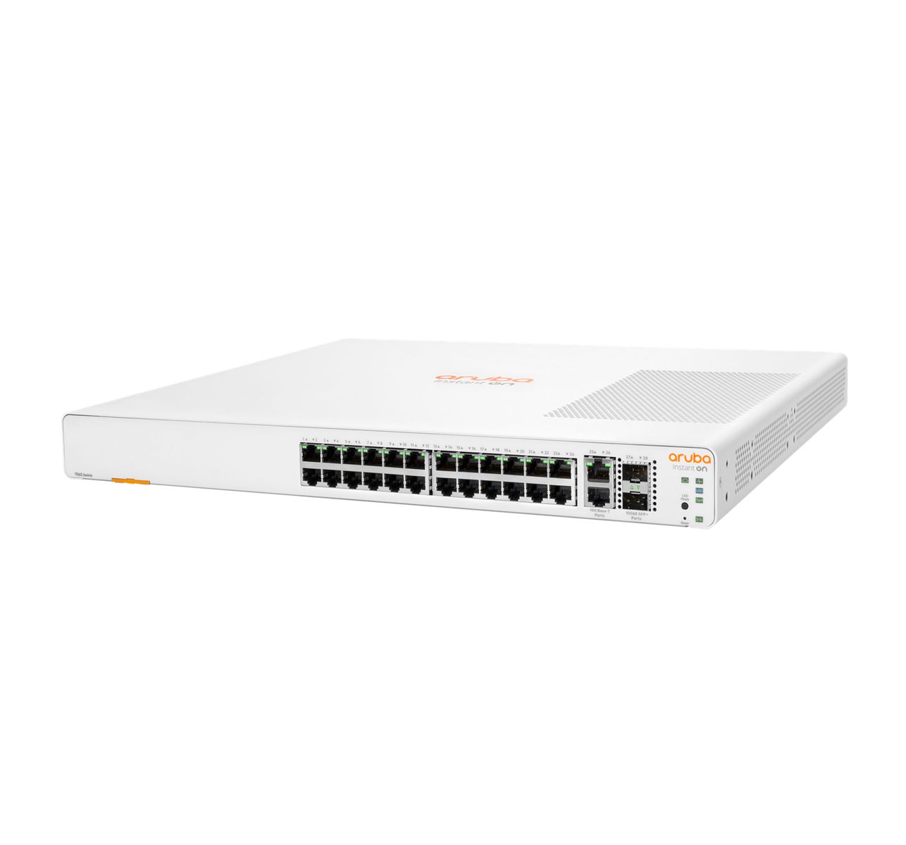 Aruba Instant On 1960 24-Port Gb Smart-Managed Layer-2+-Ethernet-Switch | 24x 1G | 2X 10GBase-T + 2X SFP+ Uplink-Anschlüsse | Stapelbar | EU-Kabel (JL806A#ABB) JL806AABB
