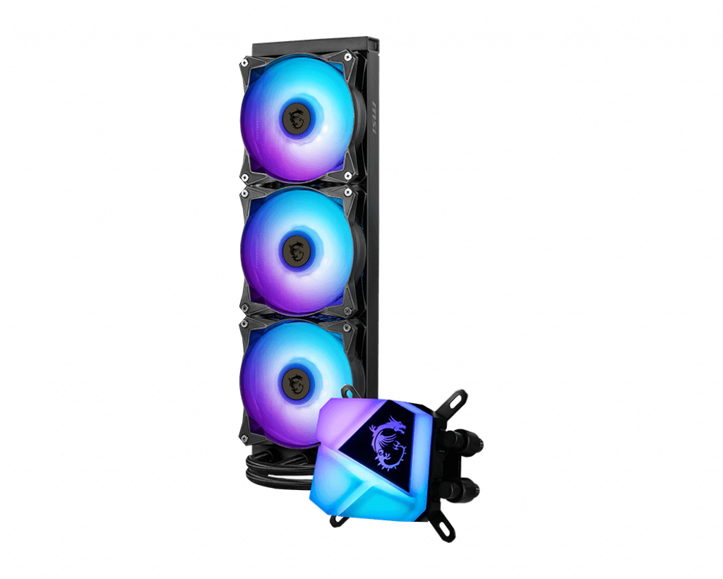 MSI MAG CORELIQUID C360 All-in-One-Wasserkühler, CPU Flüssigkeitskühler, 360 mm Radiator, 3x 120 mm Lüfter, PWM, Schwarz