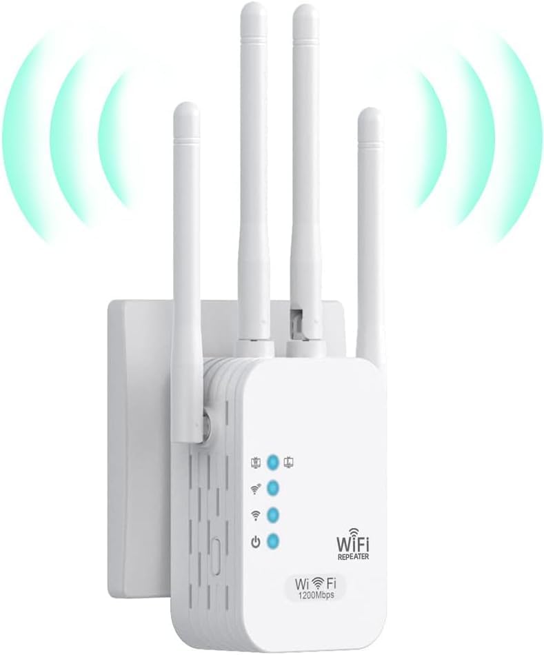 HIWARE HIWARE.1 WLAN-Repeater 1200 Mbps Dual-Band 2,4 GHz/5 GHz, 4 Antennen, 2x LAN, WiFi Extender, EU