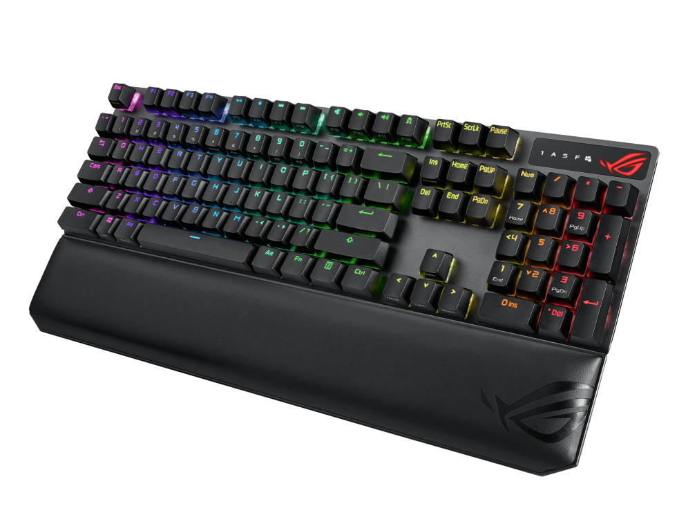 ASUS ROG Strix Scope NX Wireless Deluxe Gaming Tastatur, Kabellos + USB + RF + Bluetooth, ROG NX Red Switches, Vollformat 100% mit Numpad, RGB, Akku, Bluetooth 5.2, Schwarz, DEU (QWERTZ)