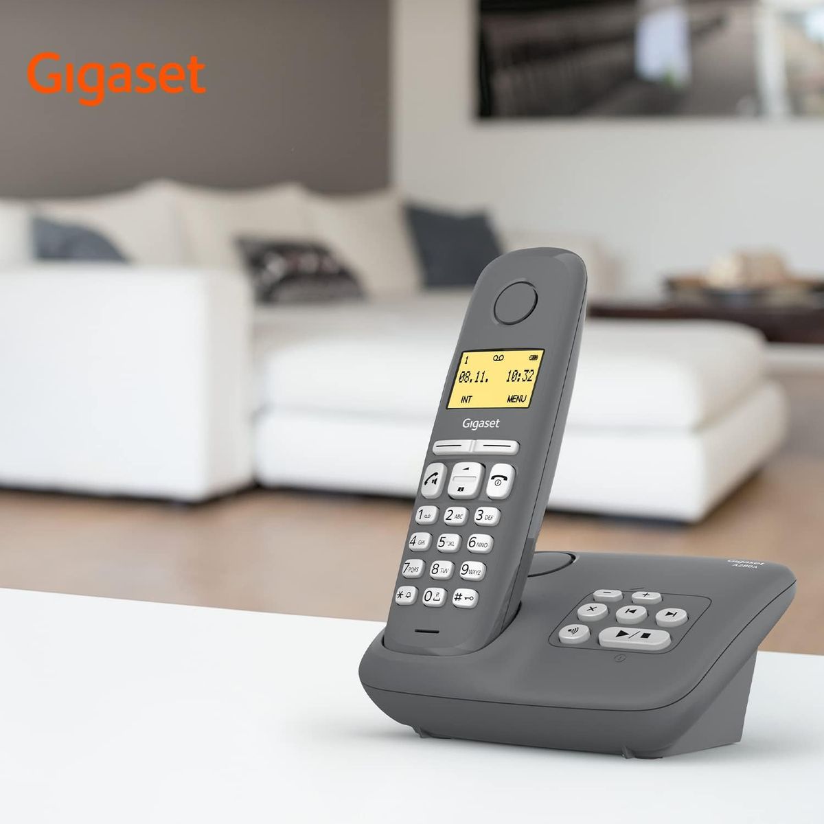 Gigaset A280A DECT Cordless Phone with answering machine for best communication with large graphic display, Single Grey