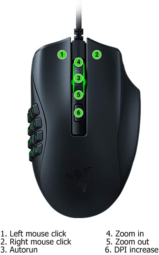 Razer Naga X Gaming Mouse 18.000 DPI Ergonomic 16-Button RGB MMO Black