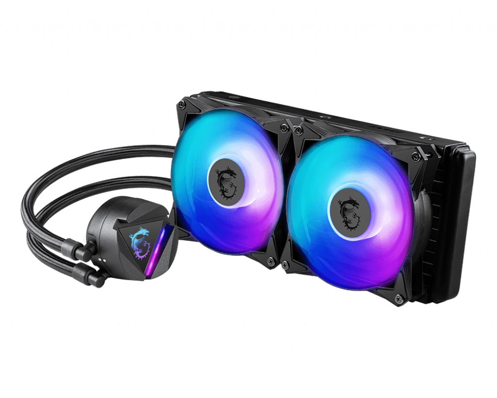 MSI MAG CORELIQUID 280R All-in-One-Flüssigkeitskühler, 280 mm Radiator, 2x 140 mm PWM-Lüfter, ARGB, Schwarz