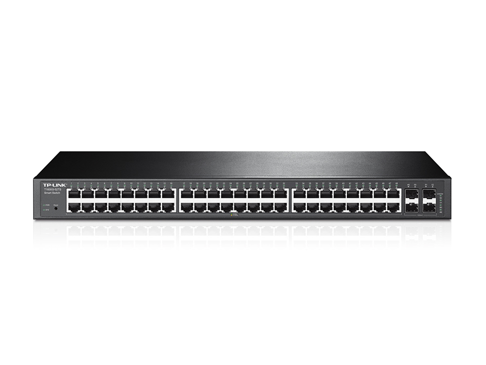 TP-Link T1600G-52TS (TL-SG2452) Managed L2+ 48x Gigabit Ethernet RJ45, 4x SFP, 1U Rack, Schwarz, v1.0, EU