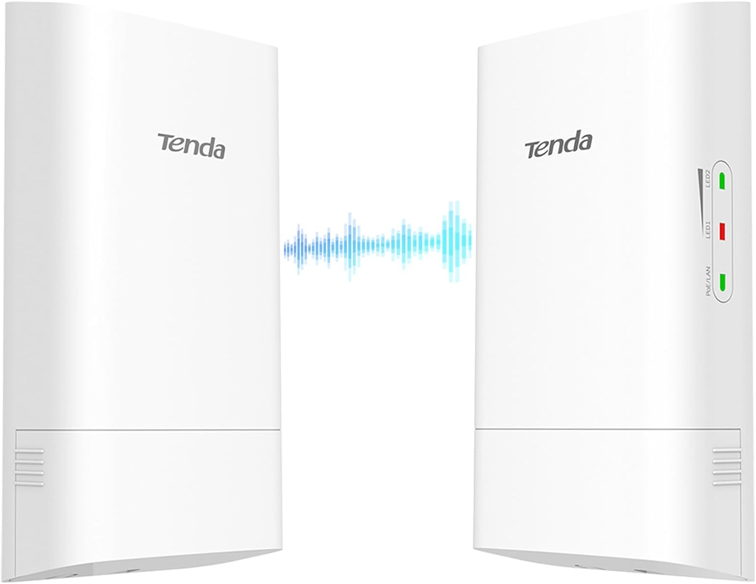 Tenda O1-5G Kit Outdoor WLAN Bridge Point-to-Point CPE 5 GHz 867 Mbit/s, 9 dBi Richtantenne, Passive PoE, 1 km Reichweite, IP65, Zentrales Management, 2er Pack, EU