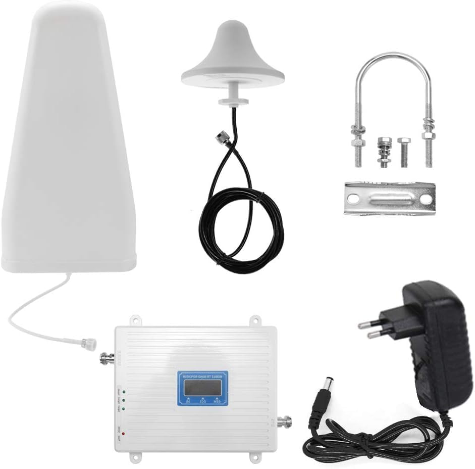 Weytoll QOA3365340188963DO Mobilfunk-Signalverstärker Tri-Band 900/1800/2100 MHz GSM/DCS/WCDMA LTE 2G/3G/4G Set mit Magnetfuß-Antenne 10 m Kabel