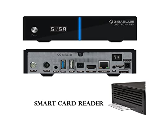 GigaBlue Trio 4K PRO UHD Combo Tuner Receiver, DVB-S2X + DVB-C/T2, WLAN 1200 Mbps, Gigabit LAN, Bluetooth-Fernbedienung, 4K, schwarz