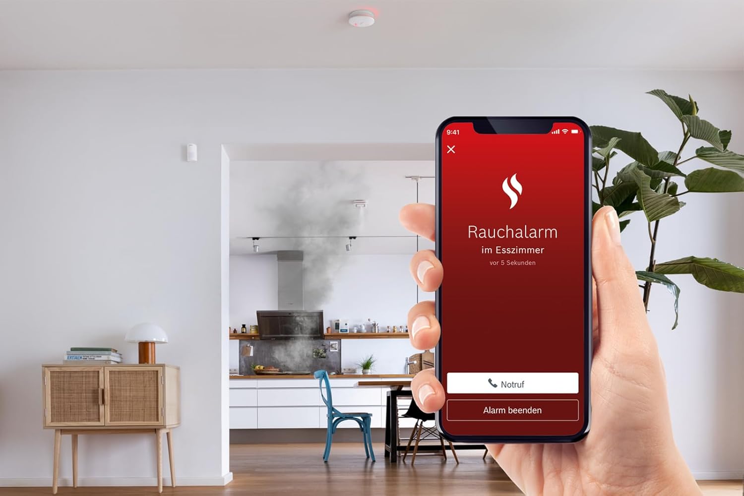 Bosch 8750002656 Smart Home Starter-Paket Sicherheit II, Sicherheits-Set mit Controller, Rauchmelder II, Bewegungssensor, Tür-/Fensterkontakt, Zigbee, Apple HomeKit, Alexa, Google Assistant, EU