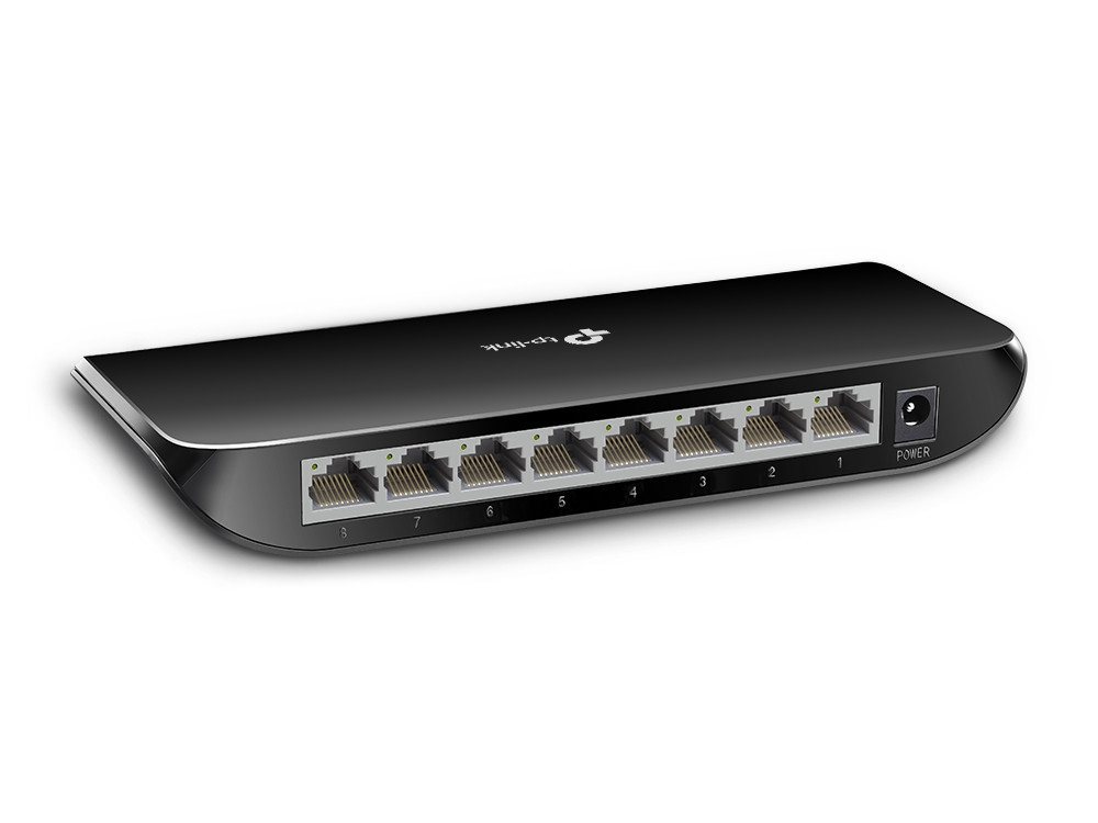 TP-Link TL-SG1008D 8 Port Gigabit Ethernet LAN Switch(Plastik, Plug-n-Play, Auto-MDI/MDIX, bis zu 80 Prozent Energie einsparen,lüfterlos) Schwarz