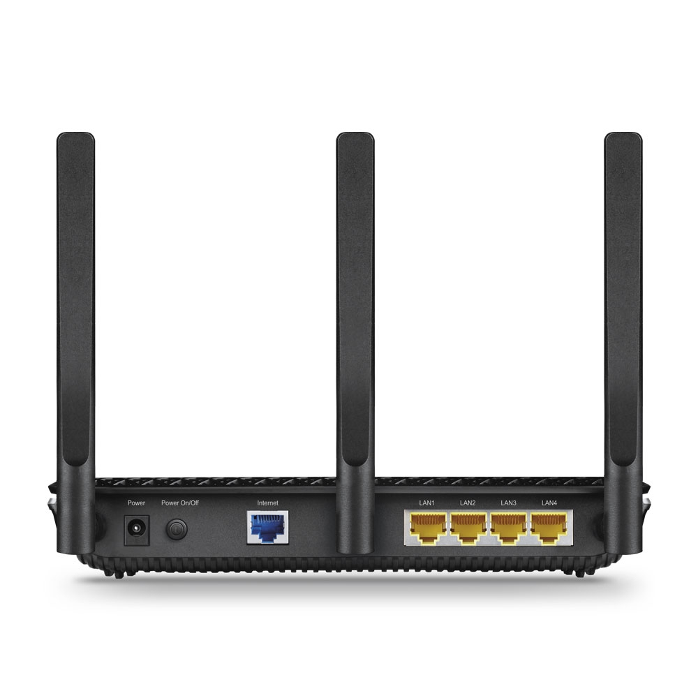 TP-Link Archer C2300 Dual Band Wireless MU-MIMO (Gigabit WLAN Router 1625Mbit/s (5GHz) + 600Mbit/s (2,4GHz), 4 Gigabit LAN Ports, 1 USB 3.0 Port, Print/Media/FTP/VPN Server) schwarz Single