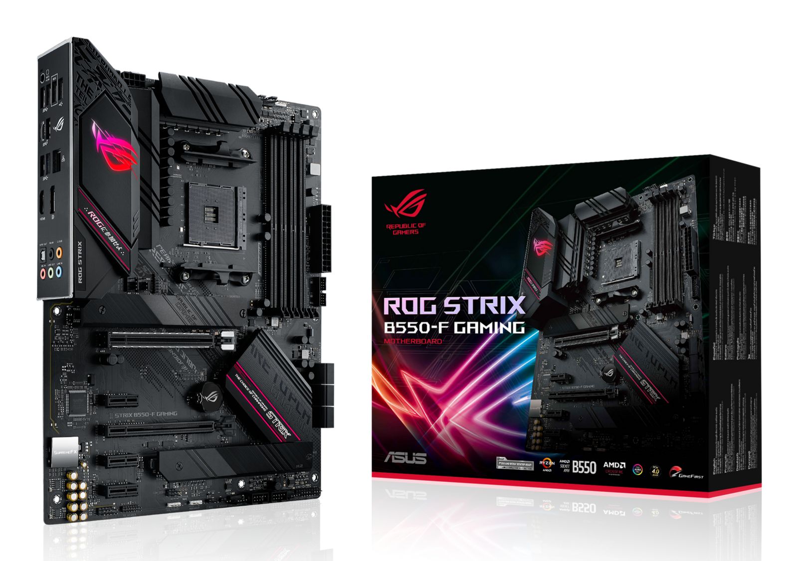ASUS ROG STRIX B550-F GAMING Mainboard, AMD B550 Sockel AM4, ATX, 2.5Gb Ethernet, Bluetooth 5.0, HDMI 2.1, 4x DDR4 bis 128 GB, 2x M.2, 6x SATA III