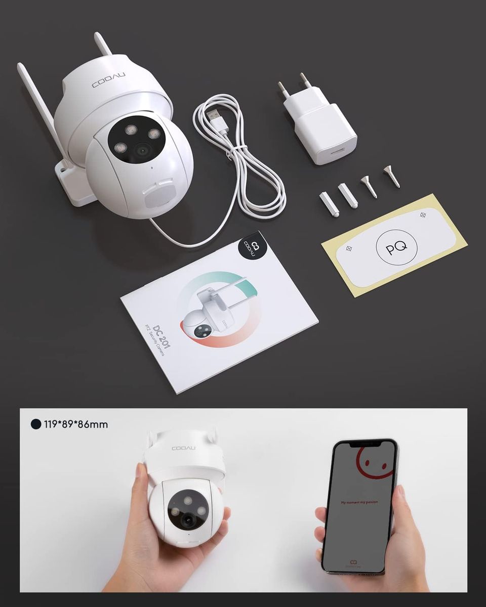 COOAU 2K Überwachungskamera Aussen,PTZ WLAN Kamera Outdoor IP WiFi Kamera Überwachung Außen mit Automatische Menschliche Verfolgung,24/7 Aufnahme,Nachtsicht in Farbe,IP66, SD-Karte/Cloud-Speicher 1 Stück