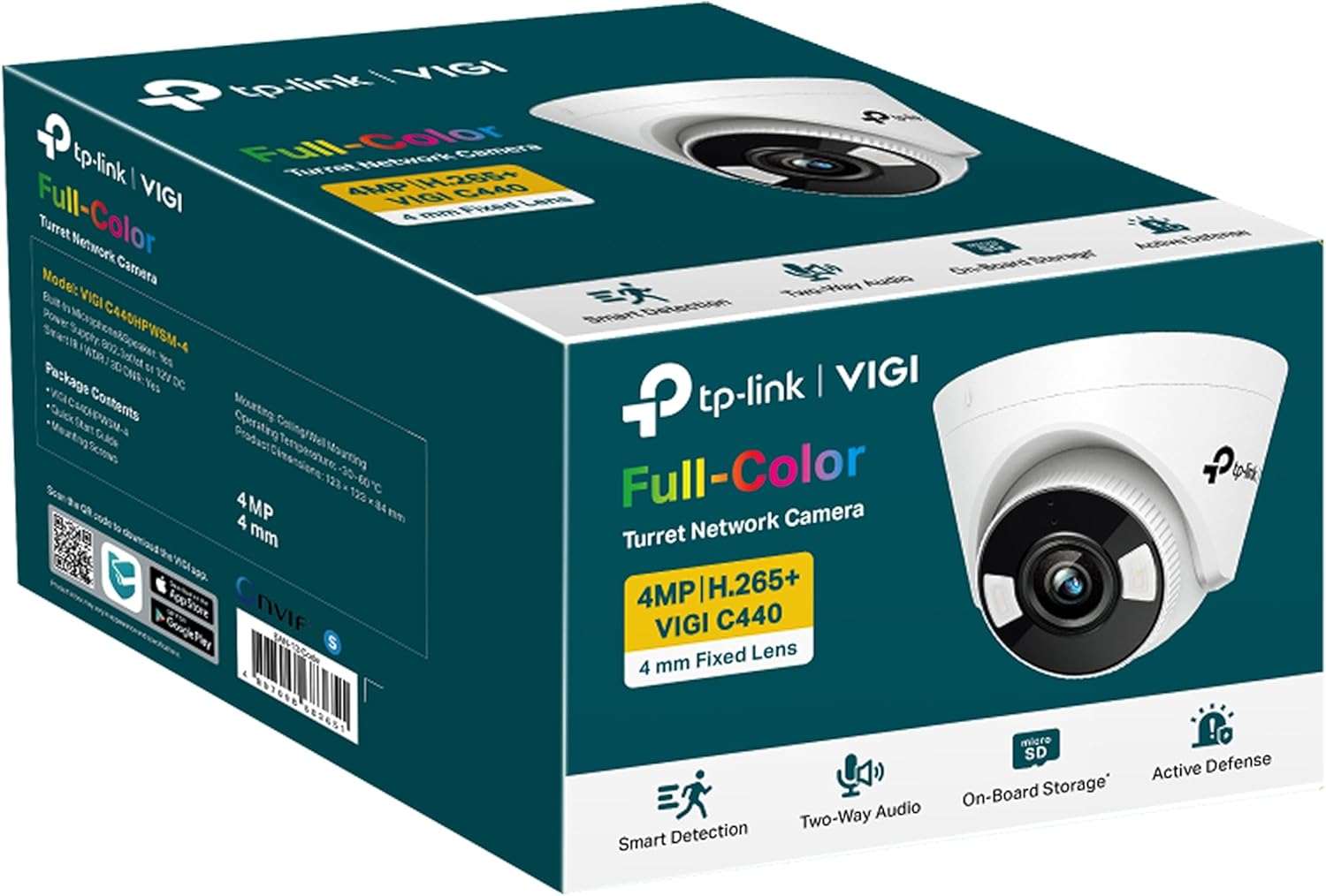 TP-Link VIGI 4MP Vollfarb-Turret-Netzwerkkamera, 2,8mm Linse