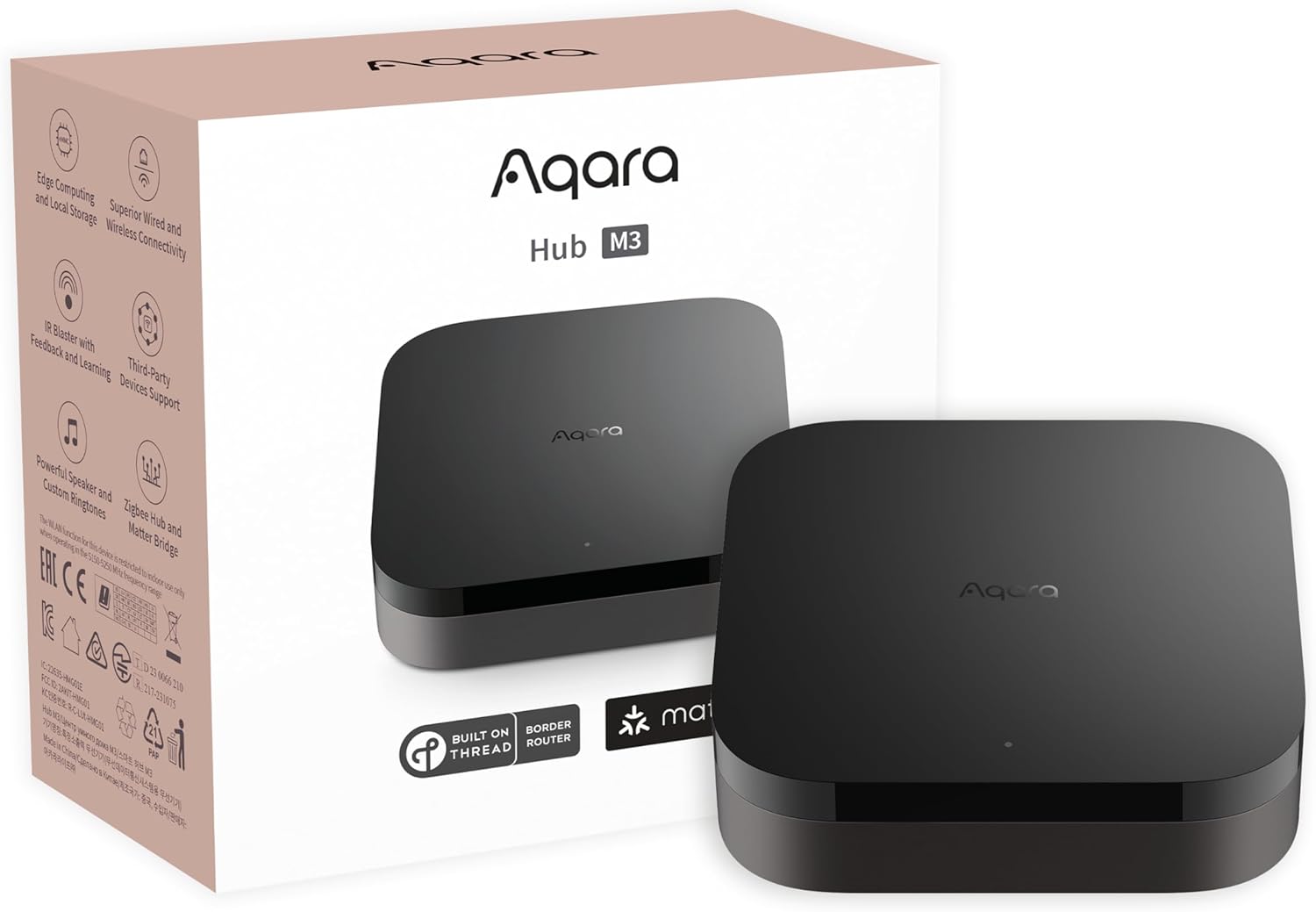 Aqara Hub M3 HM-G01E Smart Home Hub, Matter Controller & Thread Border Router, Zigbee, PoE, IR-Blaster, Dual-Band WLAN, USB-C, 8GB verschl. Speicher, HomeKit, Alexa, Google