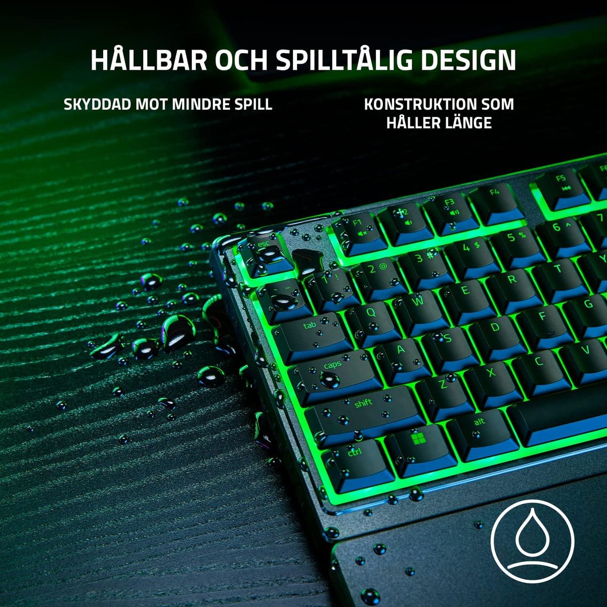 Razer Ornata V3 X Low Profile Gaming-Tastatur (Silent Membrane Switches, UV-beschichtete Tastaturen, langlebiges Design, spritzwassergeschu00fctzt, ergonomischer Schreibstu00e4nder) - (NORDIC Layout - QWERTY)