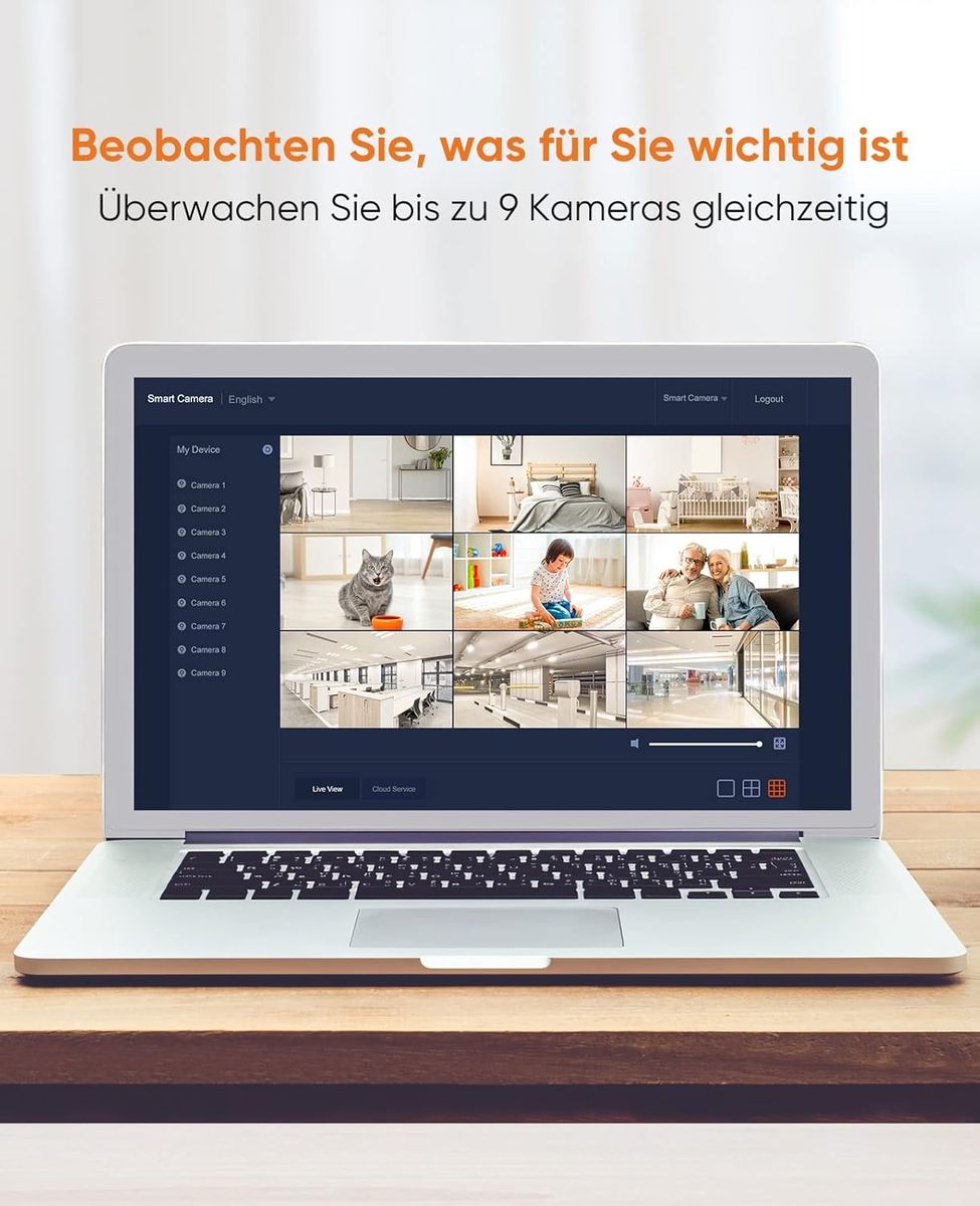 Rbcior 2 Pack Home Security Camera Indoor 1080P WiFi Wireless Camera, 130° Weitwinkel Haustier Kamera mit Nachtsicht, Bewegungserkennung, 2-Wege-Audio Nanny/Hund/Baby Monitor, kompatibel mit Alexa