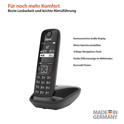 gigaset AS690 Festnetz-/Schnurlostelefon ohne Anrufbeantworter DECT-Telefon Freisprechfunktion großes Display große Tasten