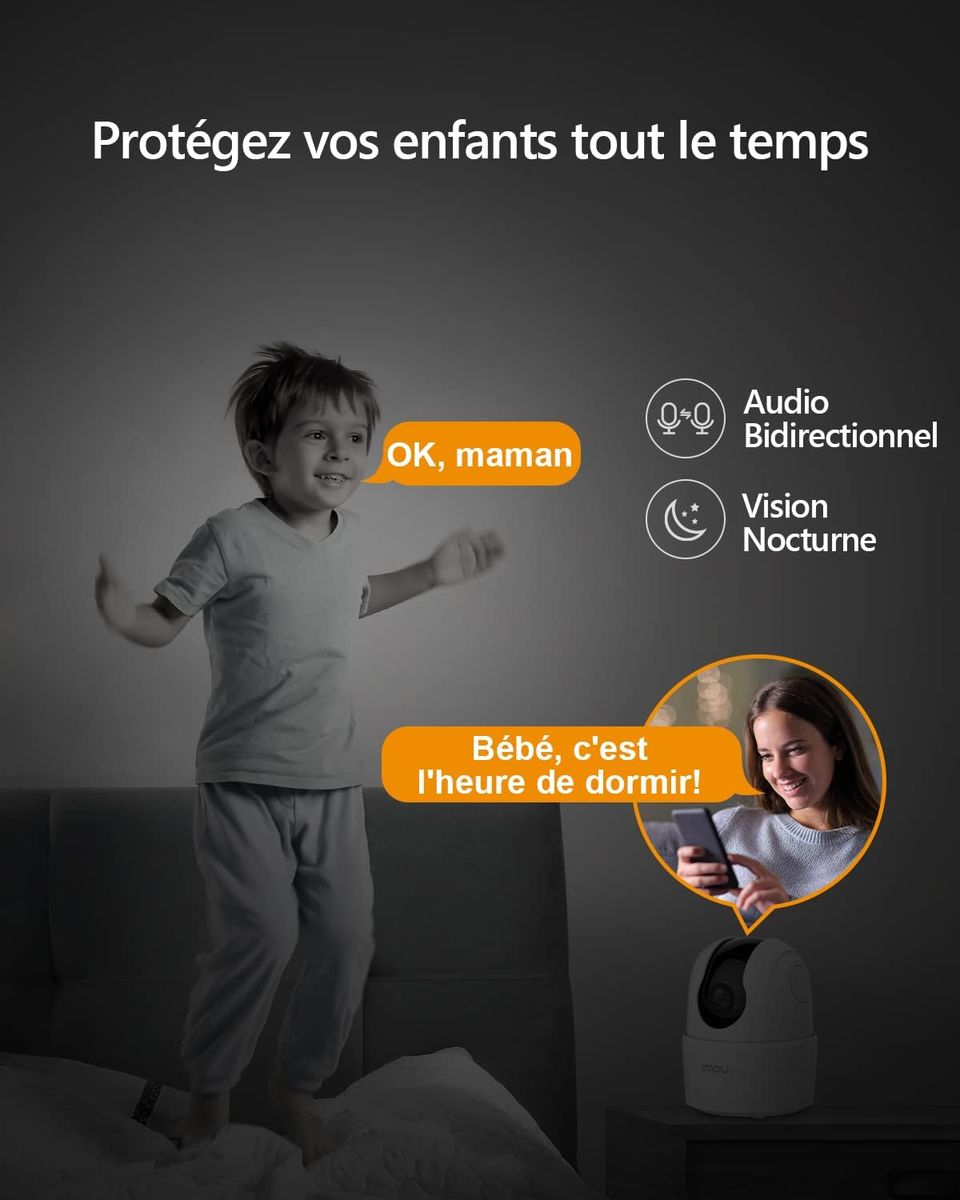 Imou Caméra Surveillance WiFi Intérieure Caméra 360° Connectée Smartphone 1080P avec Détection Humaine AI Suivi Intelligent Sirène Audio Bidirectionnel Compatible Alexa pour Bébé/Animaux