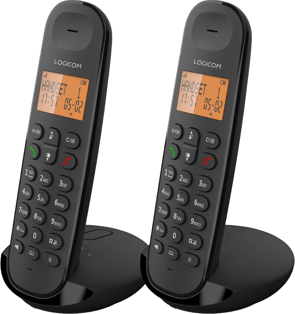 Logicom ILOA 255T Schnurloses Festnetztelefon Duo mit Anrufbeantworter, DECT/GAP, 7 Std Gesprächszeit, 90 Std Standby, Schwarz, EU Stecker