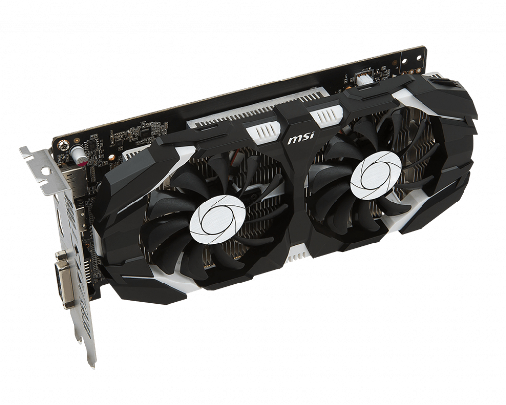 MSI GeForce GTX 1050 Ti 4GT OC 4 GB GDDR5, 128 Bit, PCI Express 3.0 x16, HDMI 2.0, DisplayPort 1.4, DVI-D, 75 W, Aktivkühlung (2 Lüfter)