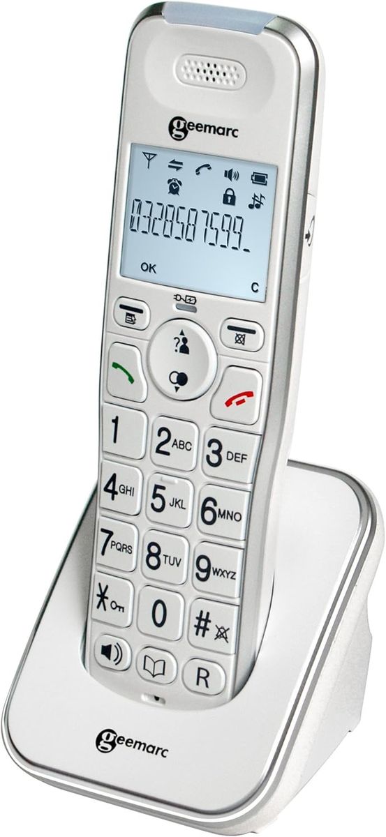 Geemarc Amplidect 295 Combi Duo - Verstärktes Festnetztelefon und zusätzliche Mobilteile mit Anrufbeantworter, starkem Klingelton und großen Tasten für Senioren - Geringer bis mittlerer Hörverlust - Version DE